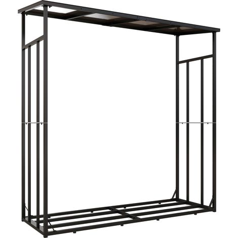 Abri-bûches extérieur - 185 x 62 x 184 cm, noir - Charge max 2000 kg avec housse imperméable - Range-bûches pour jardin, terrasse - Design robuste et résistant (1/5)