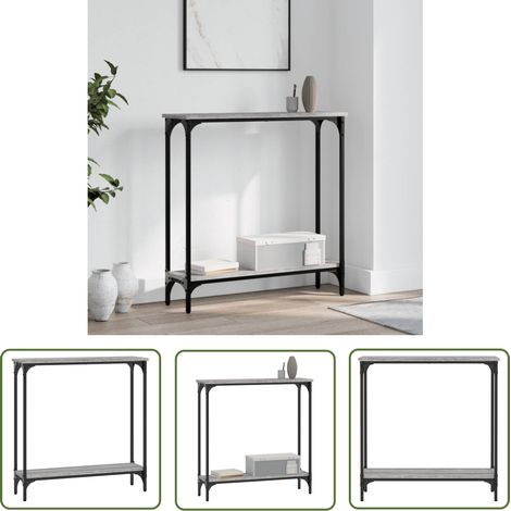 The Living Store Table console sonoma gris 75x22,5x75 cm bois d'ingénierie - Table Basse - Table D'appoint - Meuble D'entrée - Table Console - Design Industriel (1/5)