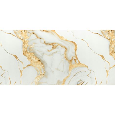 Panneau décoratif autocollant en PVC, aspect marbre blanc et or lisse, 280 x 60 cm (1/2)