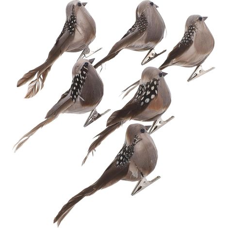 6 Künstliche Vogeldekorationsmodelle mit Clips aus