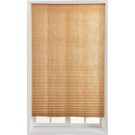 Estor enrollable opaco inalámbrico, de tela no tejida marrón, cortado a medida, para ventana de sala de estar/dormitorio. (1/5)