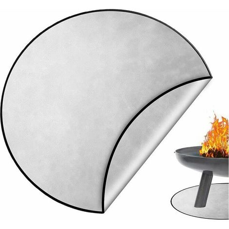 1 tapis ignifuge, rond, diamètre 35,6 cm, résistant jusqu'à 2000 °F, pour foyer, barbecue, brasero, terrasse et pelouse (1/5)