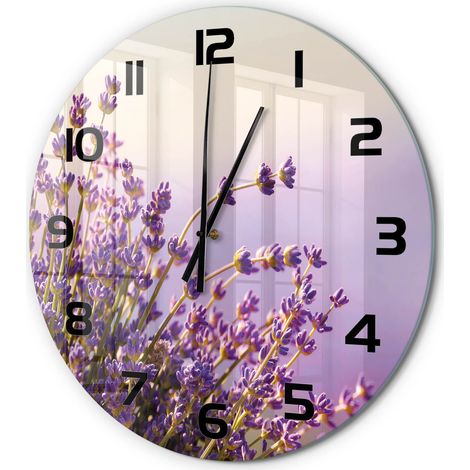 Horloge Murale Ronde Cuisine en Verre Silencieuse Design Moderne Décorative Lavande fi 60 cm (1/5)