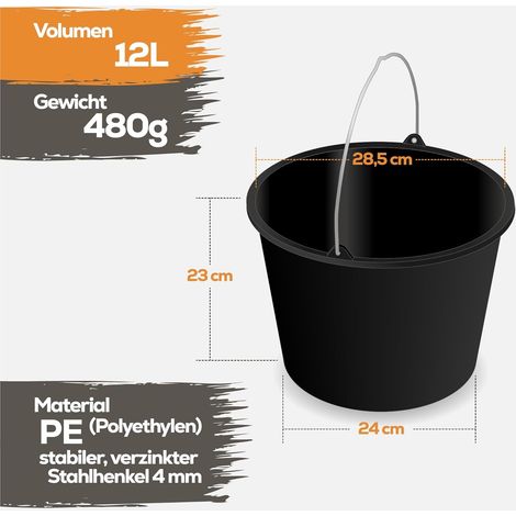 Baueimer PVC 12L Garteneimer Wassereimer KTW12 Mörteleimer Eimer Kübel Putzeimer Maurereimer BRADAS 0354 (1/5)