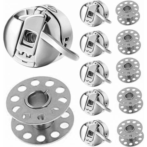 Set di 6 porta-spoline per macchina da cucire, in acciaio inossidabile, 6 spoline per macchina da cucire, spoline in metallo per macchine a carica frontale, classe 15 (1/4)