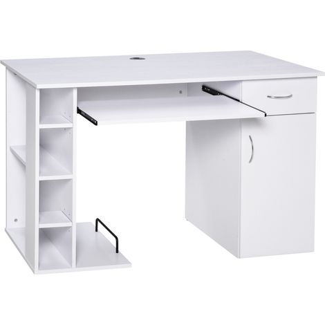 Table multimédia 120 cm avec tiroirs et étagères en MDF pour un bureau organisé et fonctionnel en France (1/5)