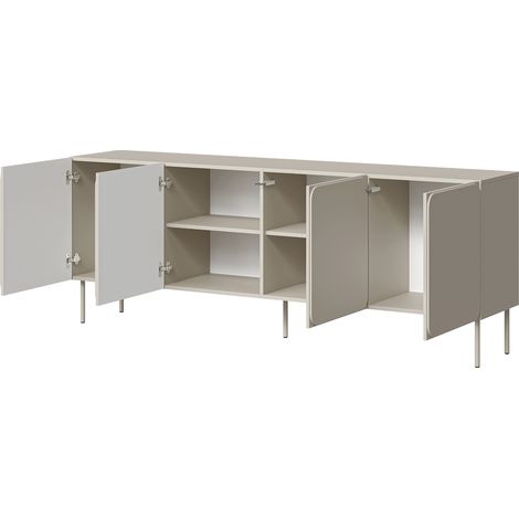 Credenza Canino, Madia 2 Ripiani, Apertura Battente, 4 Ante, 200x42x75h cm Beige