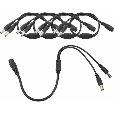 5-teiliges Premium-DC-Stromverteilerkabel, 1 Buchse auf 2 Stecker, CCTV-Stromverteilerkabel, 5,5 x 2,1 mm, DC-Stromverteilerkabel (1/4)