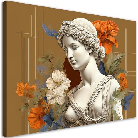 Tableau déco Sculpture d'une Femme Fleurs 60x40 (1/5)