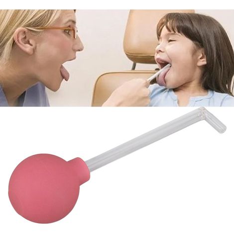 Nettoyeur buccal manuel à tube de verre pour usage domestique, outil d'élimination des calculs amygdaliens, en verre, coudé, rose. (1/5)