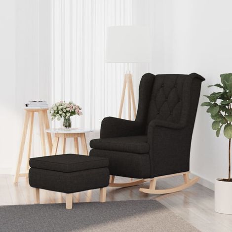 Schaukelsessel mit Hocker Schwarz Stoff