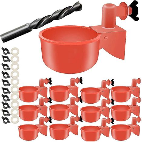 12 Stück Hühnerwasserbecher, Federtränke, Hühnerfutterspender, Hühnerwasserspender, Bewässerungsbecher, kompatibel mit Djerf (1/5)