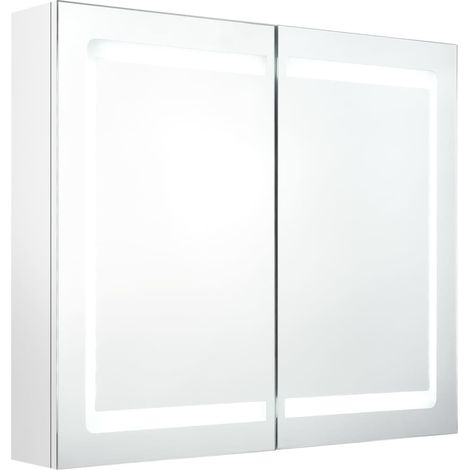 Maison Exclusive - LED-Spiegelschrank fürs Bad Glänzend Weiß 80x1