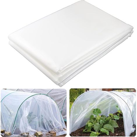 Film de serre PE épais transparent anti‑UV, bâche de protection imperméable pour jardin, serre et potager, Composition : 1 pièce, dimensions : 4 m6 m, Couleur : blanc (1/5)