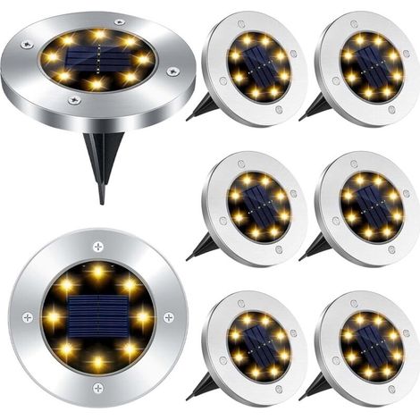 [JAMAIS UTILISÉ]8 LED Lumière Solaire Extérieur,8 Pièces Lampe Solaires Jardin Au Sol Étanche IP65,Spot Solaire Jardin Encastrable Lumière,pour Passerelle Chemin Terrasse Cour Souterraine Encastrer Pe