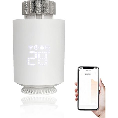 Vanne de radiateur thermostatique Intelligente, vanne de Thermostat de radiateur numérique Intelligente WiFi avec Commande vocale et de Groupe, contrôle de Chauffage Intelligent