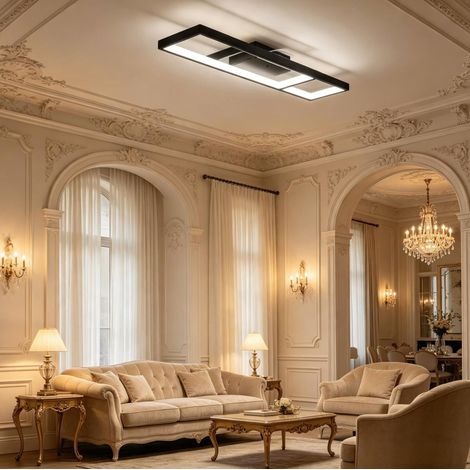 Plafón LED rectangular 43 W 70 x 30 cm, 3000-6000 K, 4600 lm, negro HAVRYA (1/5)
