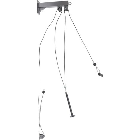 Juego de poleas para ejercicios de fitness, diseño para montaje en pared, ejercicios versátiles, color negro. (1/2)