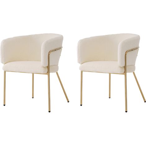 GagaChaises d'appoint lot de 2, fourrure blanche, pieds métal (1/5)