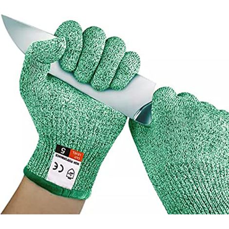 Gants résistants aux coupures - Ambidextres, de qualité alimentaire, protection haute performance de niveau 5, vert, L (1/5)