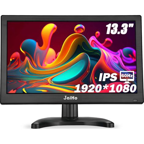 Moniteur IPS 13,3 pouces 1920 x 1080 avec HDMI VGA BNC, Mini HDMI 60 Hz FHD 1080P Écran Moniteur pour PC, CCTV, Caméra de sécurité (13,3 pouces IPS 1920 × 1080) (1/5)