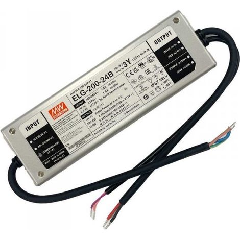 MW MEAN WELL ELG-200-24B-3Y Alimentatore Dimmerabile 0-10V PWM Resistenza IP67 200W 24V 8,4A Input 220V e 110V