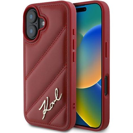 Karl Lagerfeld gesteppte Signatur rote iPhone 16 Hülle (1/5)