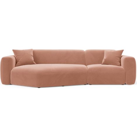 Canapé d'angle gauche modulable 3 places en velours rose (1/4)