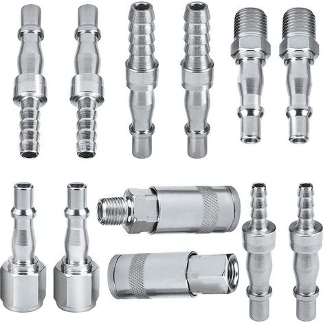 EASYCOMFORT Lot de 12 Raccords Rapides Air Compresseur 6,35 mm BSP Acier Trempé Anti-Corrosion pour Tuyaux 6 8 10 mm (1/5)