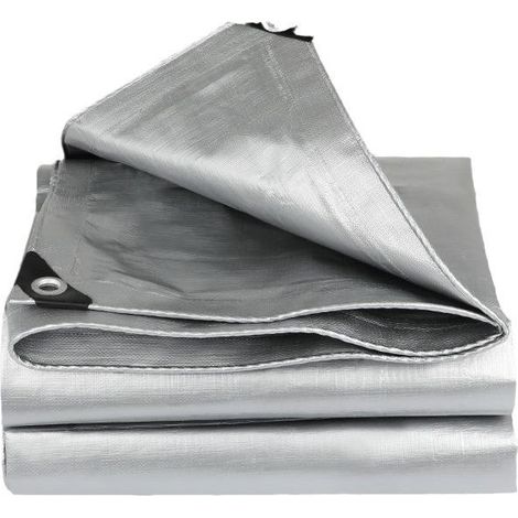 MOMO Ultra-Resistant Outdoor Tarpaulin (2m x 1.5m) - Waterproof and Multifunctional for Shelters, Garden Furniture, Wood - Silver (1/2)