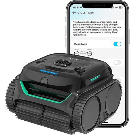 WYBOT C2 Robot Piscina Senza Fili con Potenza di Aspirazione 3592 GPH e Doppio Sistema di Filtrazione, Autonomia 180 Min, Controllo tramite App per Piscine fino a 1614 sq.ft