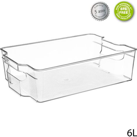5Five Simply Smart – Rangement pour frigo 6l transparent – Optimise l'espace – Plastique durable – Dimensions 31.5x21x9cm – Pour réfrigérateur (1/6)