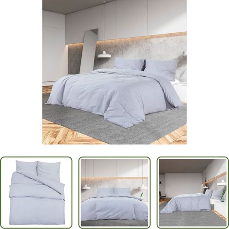 vidaXL Housse de couette gris - Ensemble de housse de couette Gris 200x200 cm Microfibre légère (1/5)