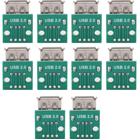 Yosoo Health Gear Carte de dérivation USB Femelle, 10 pièces Adaptateur USB vers Dip 4 Broches Carte de dérivation USB de Type A pour Alimentation USB Bricolage et Conception de Planche à Pain (1/5)