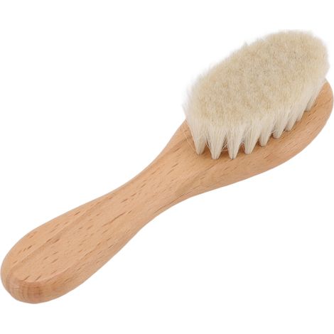 Brosse à cheveux bébé en laine, poils doux, coiffage barbe, bain bébé, nettoyage, soins, peigne en bois (1/5)