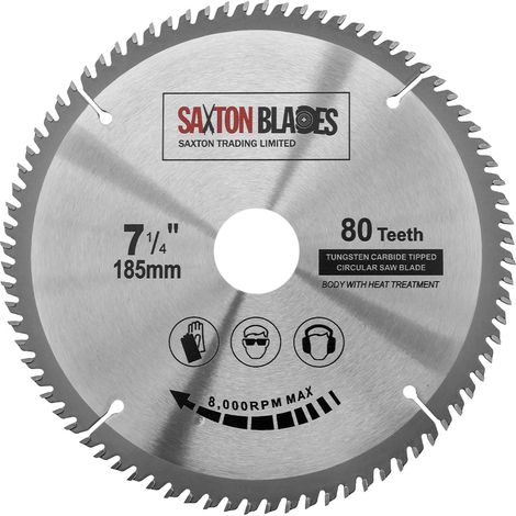 Lame de scie circulaire TCT18580T Saxton TCT pour bois 185 mm x alésage 30 mm x 80 dents compatible avec Bosch, Makita et Dewalt - s'adapte aux scies de 190 mm (1/5)
