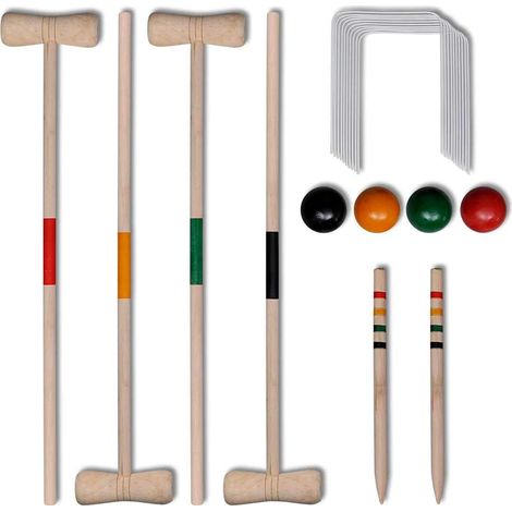 vidaXL Ensemble de croquet en bois pour 4 joueurs (1/4)