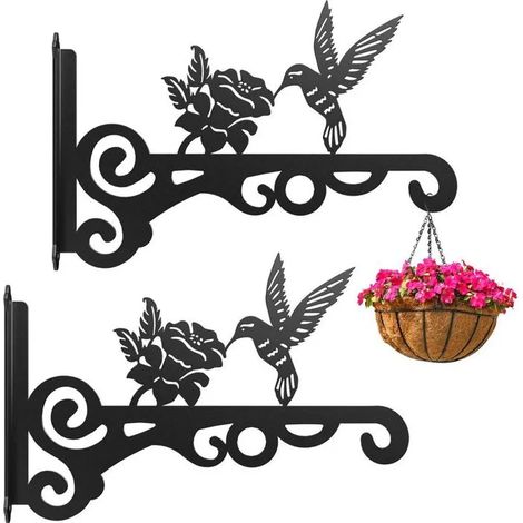 Supports Panier Mural 2pcs, Crochets Fer Pour Plantes Lanternes Décoration (1/5)