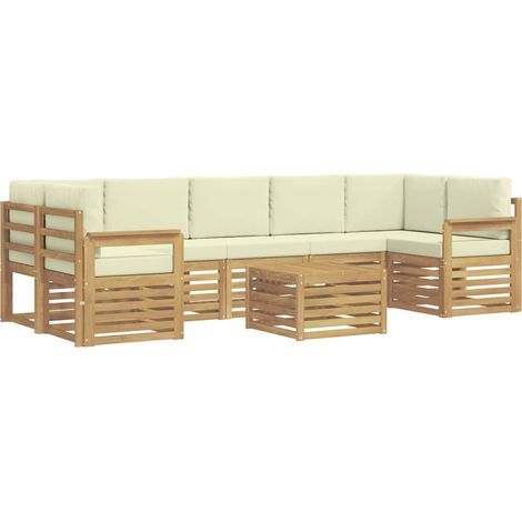 Outdoor Sofa Set with Cushion 8 pcs White and Cream Polyester vidaXL (1/5)