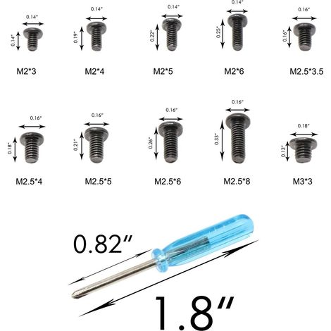 Kit de 500 vis M2, M2.5 et M3 pour ordinateurs portables et disques durs SSD M.2. (1/4)