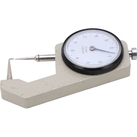 Micromètre d'épaisseur portable à échelle transparente, résistant à l'usure, pour mesures de 0 à 10 mm. Pointe incurvée. (1/5)