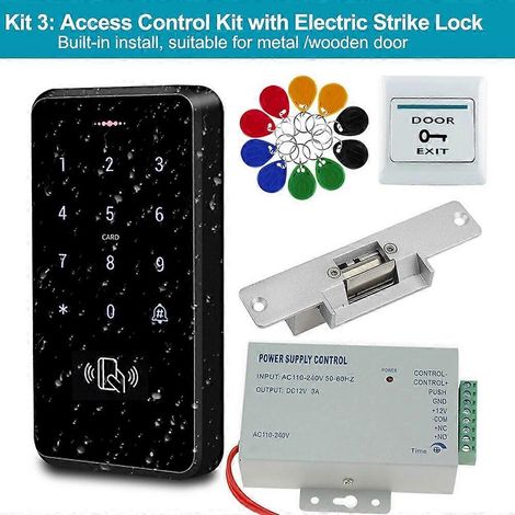 Kit de contrôle d'accès entièrement étanche, clavier intelligent 3000 utilisateurs, kit avec serrure électrique et bloc d'alimentation professionnel 3 (1/5)