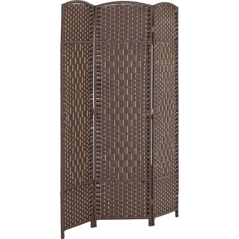Paravent en bois 3 panneaux séparateur pliable pour salon chambre 135x180 cm marron (1/5)