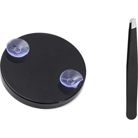Miroir grossissant noir avec pince à épiler - Grossissement x60 pour une application beauté précise (1/5)