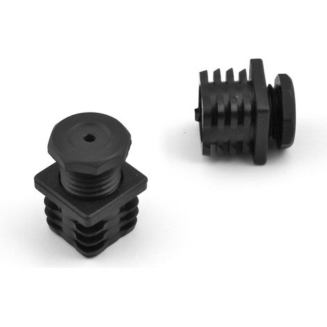 Embout réglable ajustable à ailettes pour patin de meuble – Tube carré 30x30 mm – Plastique noir – Fabrication allemande – Ajile (1/3)