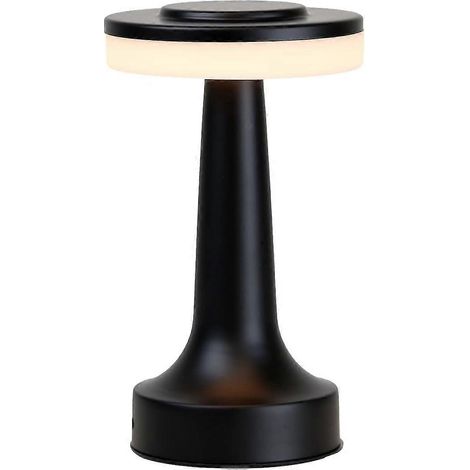 Lampe de table en métal pour restaurant, bar ou karaoké, rechargeable par USB, avec variateur d'intensité tactile, petite lampe de chevet ou veilleuse (noire) (1/5)