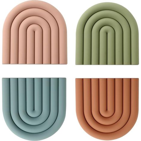 Dessous de Plat Silicone, Maniques Silicone, Dessous de Plats, Protecteurs PoêLes Colorés, RéSistance à la Chaleur, Protection AntidéRapante, Dessous de Verre et Bols décoration (1/5)