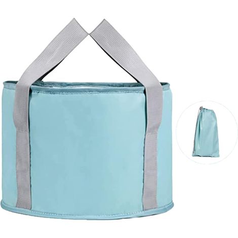 Foldable Foot Soaking Bucket with Storage Bag, Portable, Built-in Aluminum Film Insulation Layer, Wash Your Face, Feet and Clothes for Multiple Purposes (Blue) (1/5)