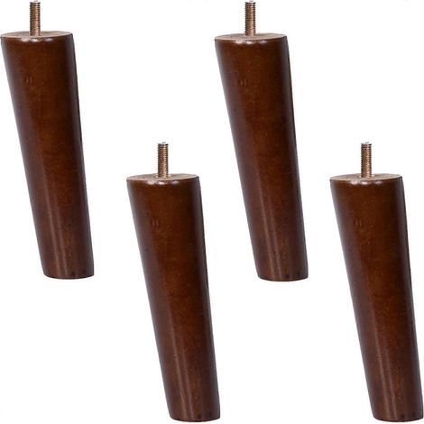 4er-Pack Massivholz-Möbelbeine, Spindelgewinde M10, Walnuss, konisch, Ersatzbeine für Sofa, Tisch und Stuhl – 70 cm (27,6 Zoll), schräg