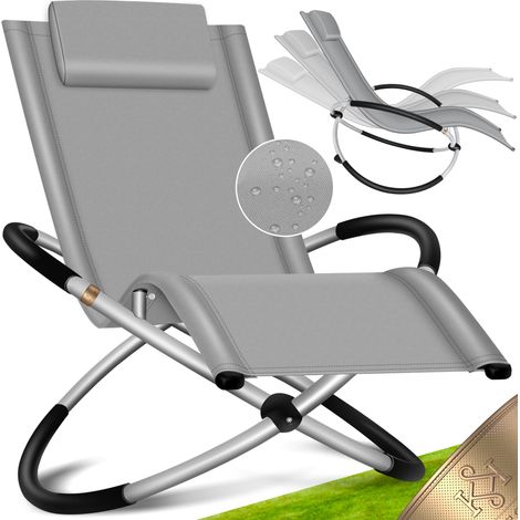 KESSER® sdraio reclinabile sdraio da giardino sedia da giardino sedia pieghevole sdraio oscillante sedia a dondolo sdraio ergonomica resistente alle intemperie grigio